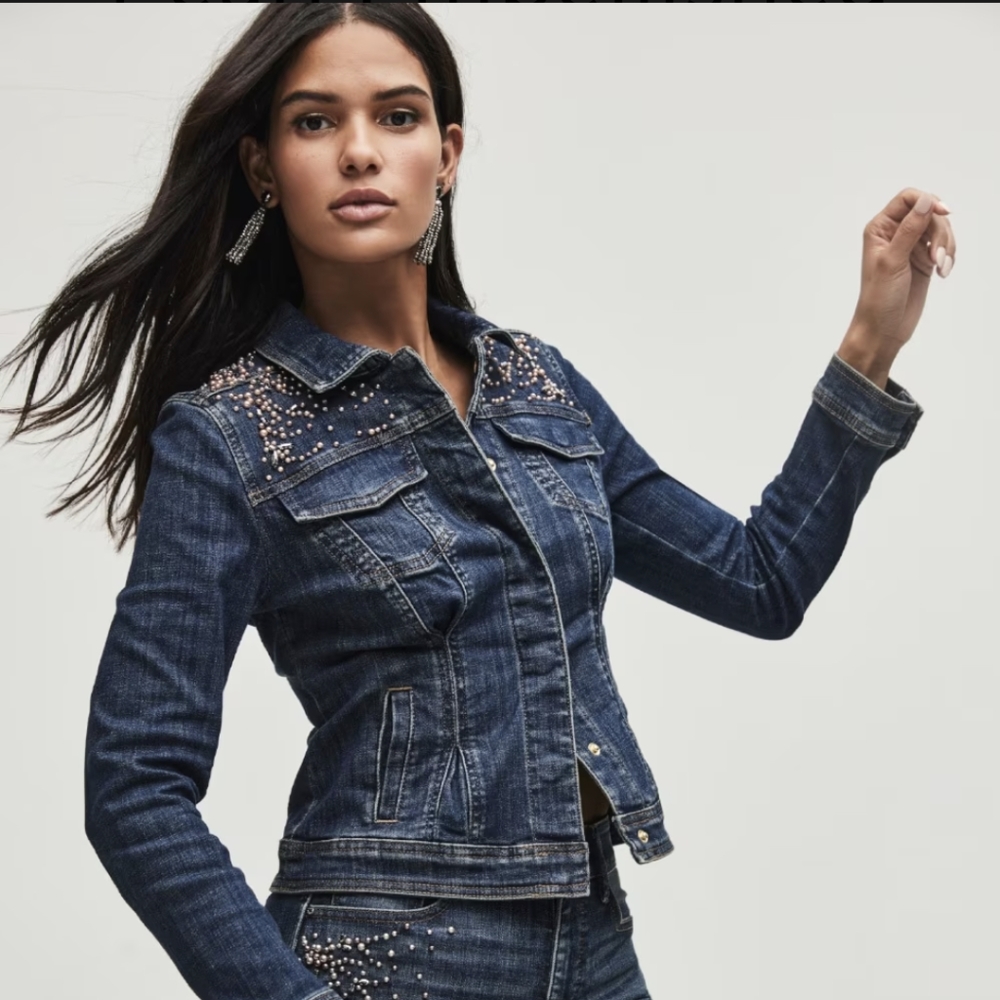 White House Black Market embellished Trucker Jacket size S